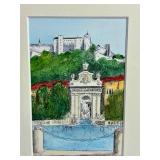 Set of 3 Scenic Watercolor Paintings in Gold-Toned Frames