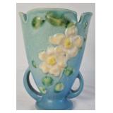 Vintage Roseville White Rose #980-6 Pottery Vase