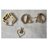 Collection of 14K Gold Earrings and Pendant with Stone