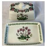 Portmeirion Botanic Garden Dinnerware Pieces- Honey Pot, Butter Dish, Tea Bag Holder, Creamer Jug, and Staffordshire Jug