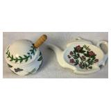 Portmeirion Botanic Garden Dinnerware Pieces- Honey Pot, Butter Dish, Tea Bag Holder, Creamer Jug, and Staffordshire Jug