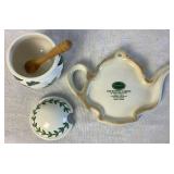 Portmeirion Botanic Garden Dinnerware Pieces- Honey Pot, Butter Dish, Tea Bag Holder, Creamer Jug, and Staffordshire Jug