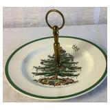 Vintage Spode Christmas Tree 2 Tiered and Single Serving Tray Server