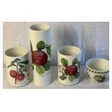 Portmeirion 3.5" Pomona Bowl, 6.5" Canisters and 11" Cylinder Vase