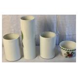Portmeirion 3.5" Pomona Bowl, 6.5" Canisters and 11" Cylinder Vase