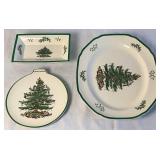 Vintage Spode Christmas Tree Large Rectangular Tray, 14" Oval Platter and Ornament Tray S3324-A1