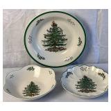 Vintage Spode Christmas Tree Rimmed Serving Bowl, Scalloped Serving Bowl and  Scalloped Daisy Bowl