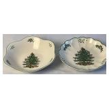 Vintage Spode Christmas Tree Rimmed Serving Bowl, Scalloped Serving Bowl and  Scalloped Daisy Bowl