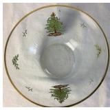 Vintage Spode Christmas Tree Highball Glasses and Clear Glass Salad Bowl 9"