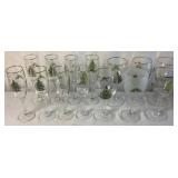 Vintage Spode Christmas Tree 8 Champagne Flutes, 5 Clear Wine Glasses and 1 Frosted Wine Glass