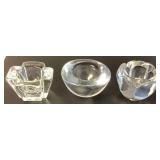 Collection of 3 Crystal Votive Holders- Orrefors, Kosta Boda, and Royal Copenhagen