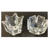 Orrefors Signed Crystal Belle Tulip 4" Candy Dish and Orrefors Signed Corona Line 4.5" Bowl
