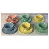 Vintage Lu-Ray Pastels - Set of 6 Cups and 6" Saucers