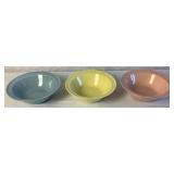 Set of 3 Vintage Lu-Ray Pastels 9" x 2.5" Serving Bowls ( 1 Yellow, 1 Blue, 1 Pink)