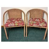 Wicker Patio Armchairs with cushions and Hampton Bay Patio Side Table