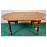 Antique Drop Leaf Dining Room Table on Wheels and 4 Antique Chairs