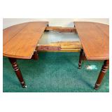Antique Drop Leaf Dining Room Table on Wheels and 4 Antique Chairs