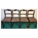 Antique Drop Leaf Dining Room Table on Wheels and 4 Antique Chairs