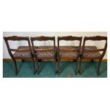 Antique Drop Leaf Dining Room Table on Wheels and 4 Antique Chairs