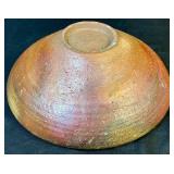 12" Brown "Three Circles" Pottery Bowl