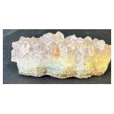 Vintage White Onyx Stone Bookends, Two Rough Quartz Pieces and Amethyst Cluster