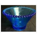 Depression Glass Bundle - LE Smith Green Glass Bunny, Vintage Cobalt Blue Candlestick Holder, Pink 4.5" H Vase and Pair of Pink Swirl Candle Holders