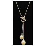 Sterling Silver Necklace with Cultured Pearl Accents - 18" and 16" Cultured Pearl Necklace