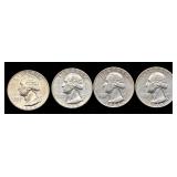 Ten 1964 90% Silver George Washington Quarters