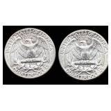 Ten 1964 90% Silver George Washington Quarters