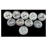Ten 1964 90% Silver George Washington Quarters Lot #2