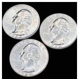 Nine 1964 90% Silver George Washington Quarters