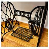 Antique Singer Sewing Cast Iron Table Base with Marble Top