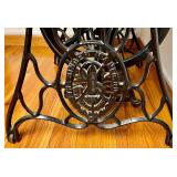 Antique Singer Sewing Cast Iron Table Base with Marble Top