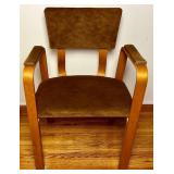 Mid Century Modern Vintage Thonet Bentwood Upholstered Arm Chair