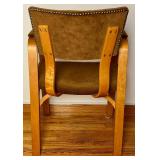 Mid Century Modern Vintage Thonet Bentwood Upholstered Arm Chair