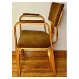 Mid Century Modern Vintage Thonet Bentwood Upholstered Arm Chair