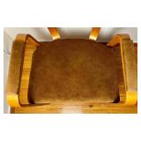 Mid Century Modern Vintage Thonet Bentwood Upholstered Arm Chair