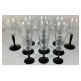 Luminarc France Optic Swirl Black Stem Wine and Champagne Glasses