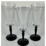 Luminarc France Optic Swirl Black Stem Wine and Champagne Glasses