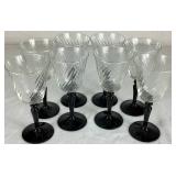 Luminarc France Optic Swirl Black Stem Wine and Champagne Glasses