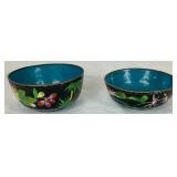 Cloisonne Rice Bowls and Trinket Box plus Hokutosha Occupied Japan Trinket Tray & Demitasse Cup