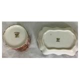 Cloisonne Rice Bowls and Trinket Box plus Hokutosha Occupied Japan Trinket Tray & Demitasse Cup