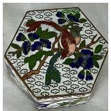 Cloisonne Rice Bowls and Trinket Box plus Hokutosha Occupied Japan Trinket Tray & Demitasse Cup