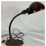 Vintage Metal Goose Neck Adjustable Lamp with Cast Base