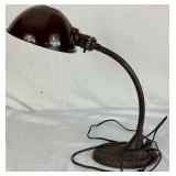 Vintage Metal Goose Neck Adjustable Lamp with Cast Base