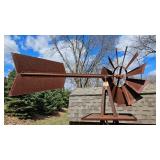 Weathered Metal Windmill/Weather Vane