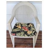 Wrought Iron and Stone Top Patio Table 28" W x 28.5" H and 2 Chairs 23" W x 35" H x 18" D. 17" Seat Height