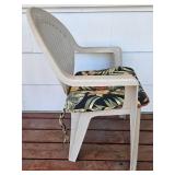 Wrought Iron and Stone Top Patio Table 28" W x 28.5" H and 2 Chairs 23" W x 35" H x 18" D. 17" Seat Height