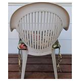 Wrought Iron and Stone Top Patio Table 28" W x 28.5" H and 2 Chairs 23" W x 35" H x 18" D. 17" Seat Height