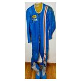 Vintage Bates Leather Racing Suit and Prexport Racing Boots